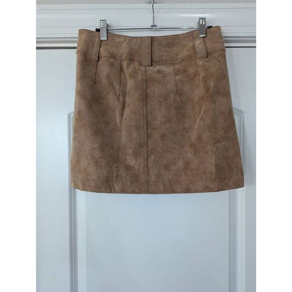 Free People Carson Utility Faux Leather‎ Wrap Skirt women's size 2 tan festival - Picture 5 of 9